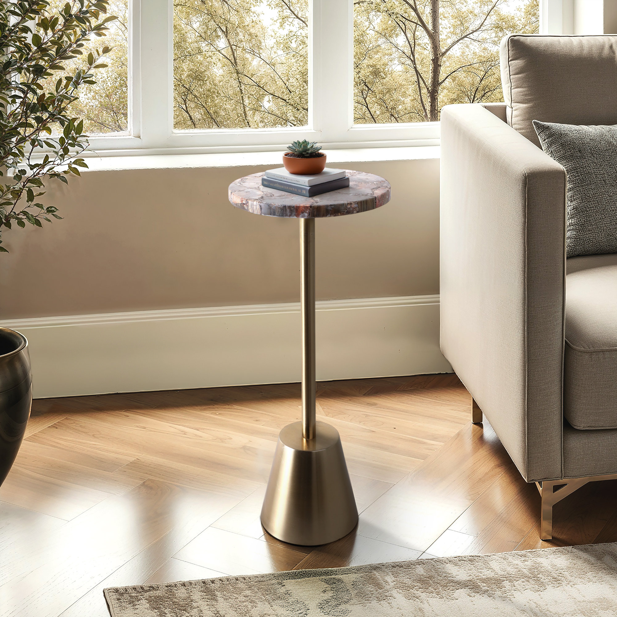 Mercer41 25X10" Petrified Wood Top Drink Table | Wayfair